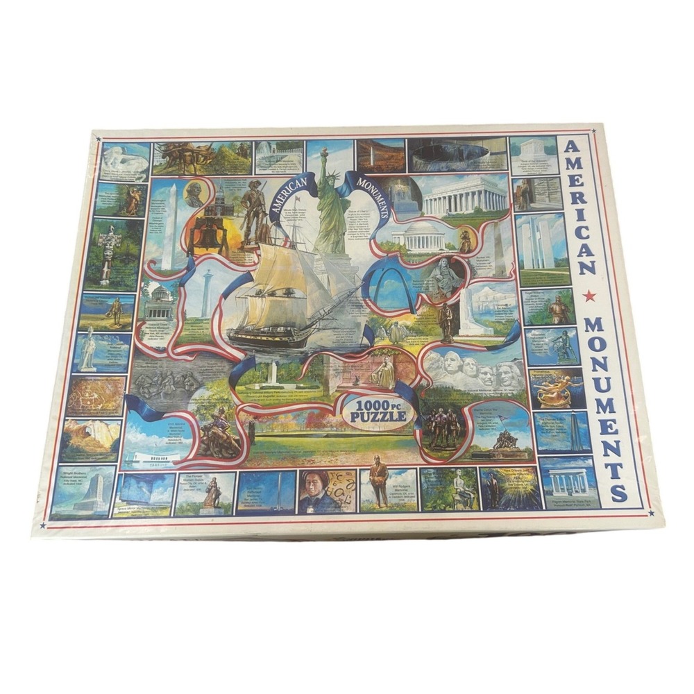 White Mountain American Monuments 1000 Piece Jigsaw Puzzle COMPLETE